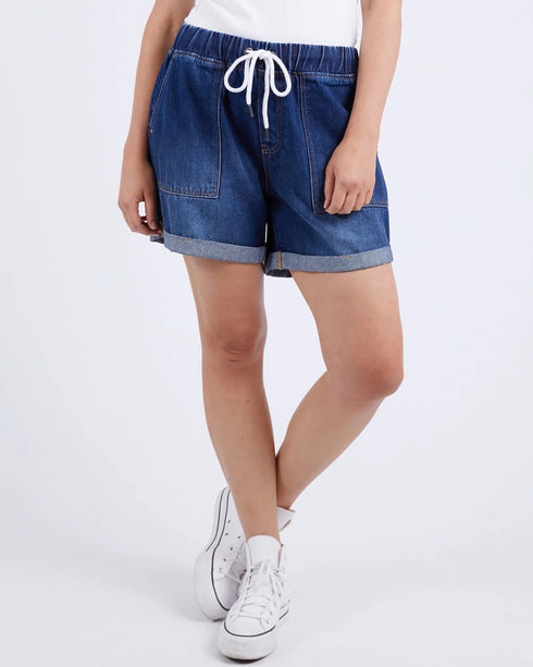 Elm Emma Relaxed Denim Short - Dark Blue