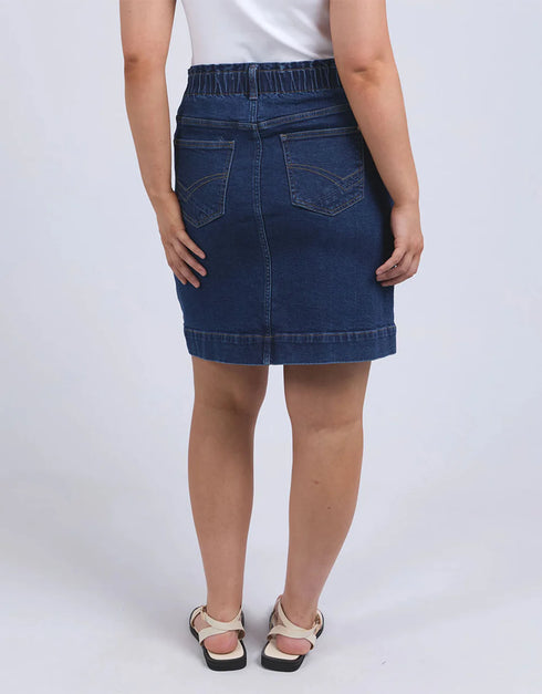 Elm Lennox Midi Denim Skirt - Dark Blue