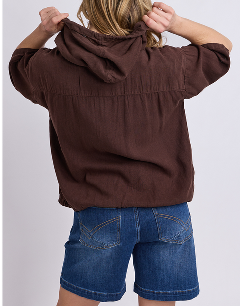Elm Saltair Light Weight Linen Jacket - Chocolate