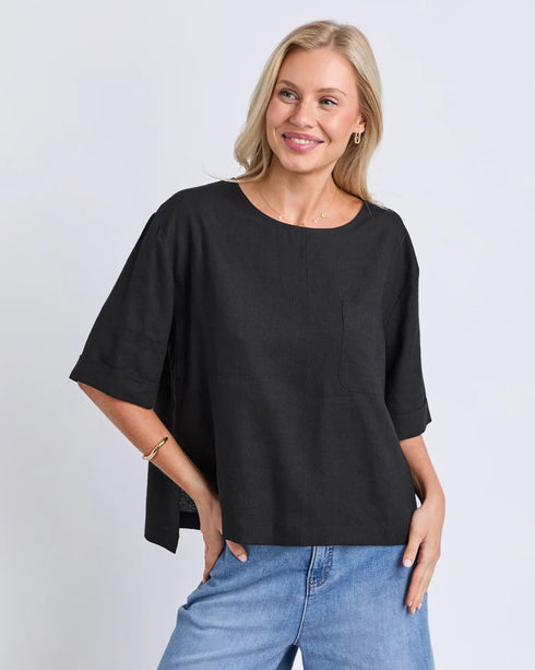 Elm Tilly Woven Top - Black