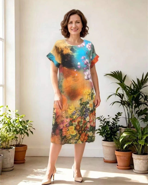 Glam  Daffidals Round Neck Cotton Dress