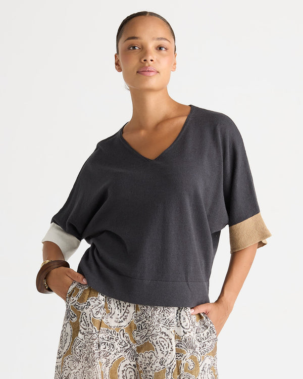 LD+Co Contrast Cuff Top - Graphite