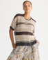 LD+Co Stripe Lace Top - Graphite