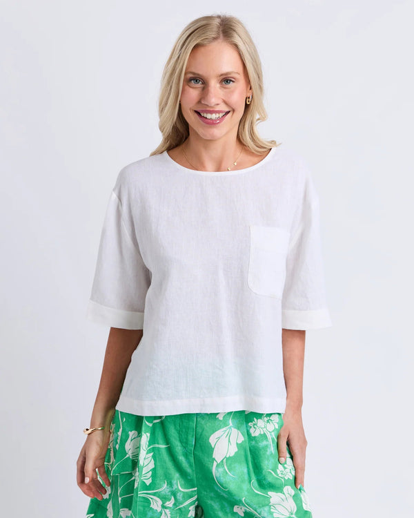Elm Tilly Woven Top - White
