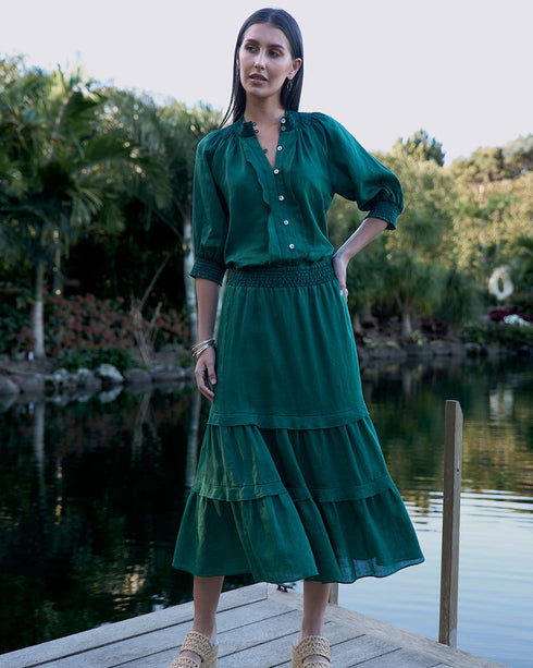 Lobbies Story Waterlily Shirt - Jungle Green