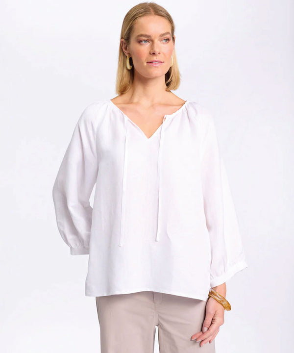 Marco Polo Raglan Sleeve Peasant Top - White