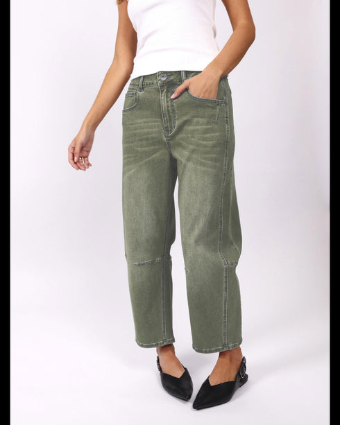 Monaco Toni Barrel Jeans - Khaki