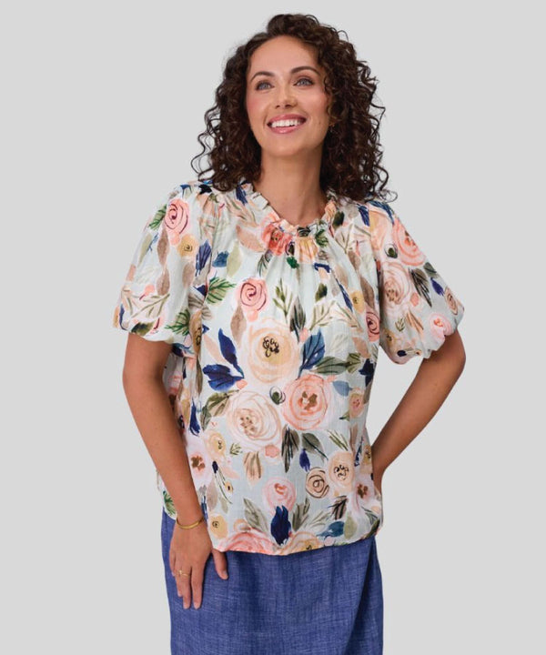 Classified Milan Ruffle Neck Blouse - Multi