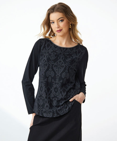 Newport Odessa Print Front Top - Black