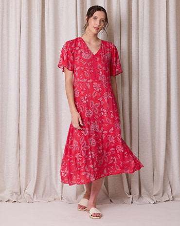 Newport Flourish Dress - Red Print