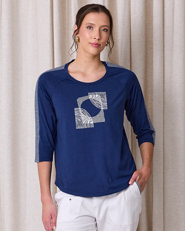 Newport Marquee Rib Splice Tee - Navy