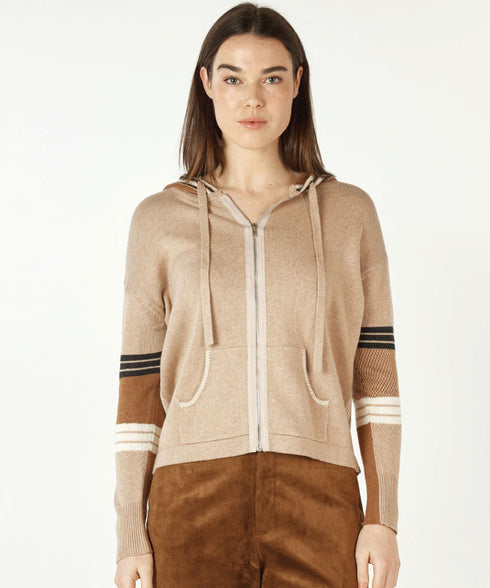 Zaket & Plover Multi Media Hooded Cardi- Oat