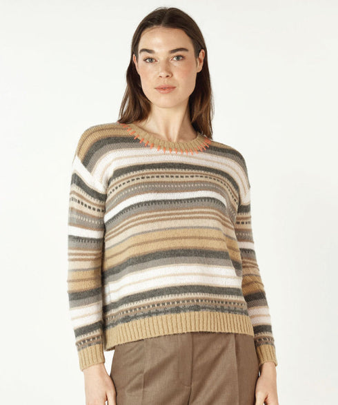 Zaket & Plover Mohair Stripe Jumper - Oat