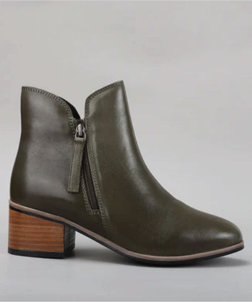 Le Sansa Oxley Twin Zip Boot - Olive