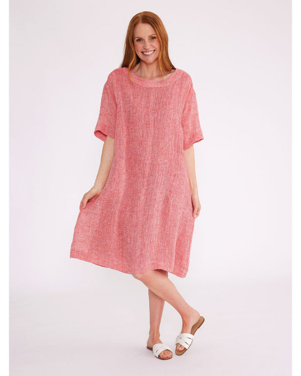 Yarra Trail Crinkle Linen Dress - Paprika
