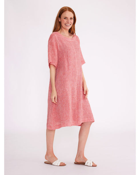 Yarra Trail Crinkle Linen Dress - Paprika