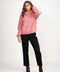 Vassalli Relaxed Fit Half Zip Sweater with Collar - Rose Pink