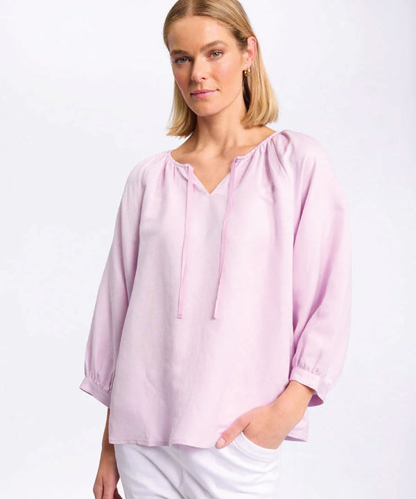 Marco Polo Raglan Sleeve  Peasant Top - Pink Salt