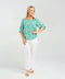 Black Stone Sarah Pintuck Sleeve Top - Green Geo