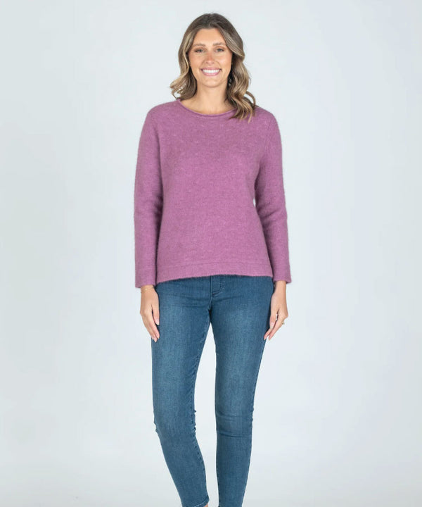 Maglia  Pattern Crew Neck (Raccoon/Wool Blend) - Rasberry