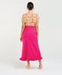 Black Stone Carine Frill Hem Linen Skirt - Rasberry Sorbet