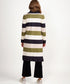 Vassalli Open Longline Cardi with Pockets - Sage Stripe