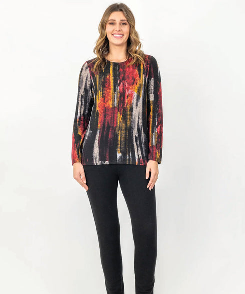 Multi Colour Top and Neck Wrap 8604.24 - Red Multi