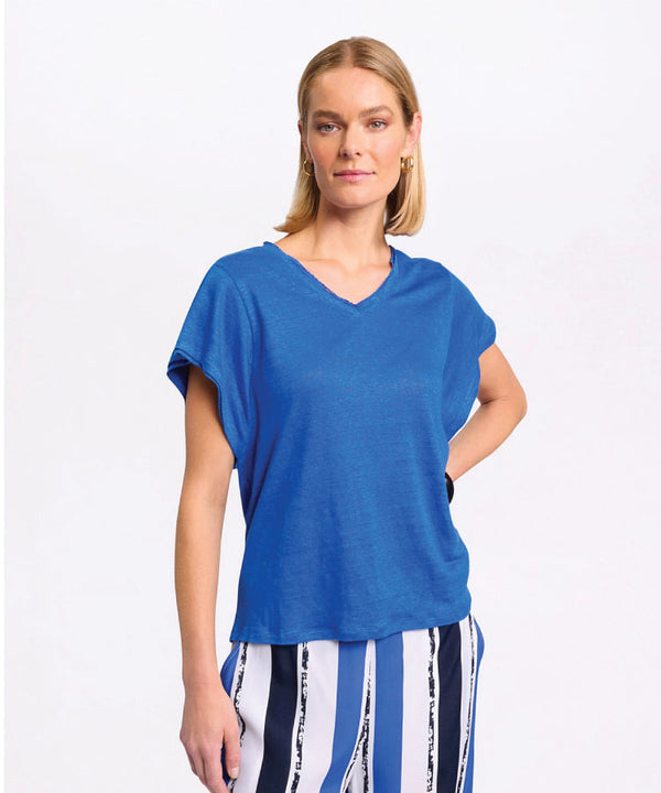 Marco Polo Linen Jersey Tee - Sea Blue