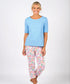 Vassalli Boat Neck 3/4 length sleeve Tee - Sky
