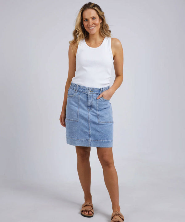 Elm Atlas Denim Skirt -  Blue