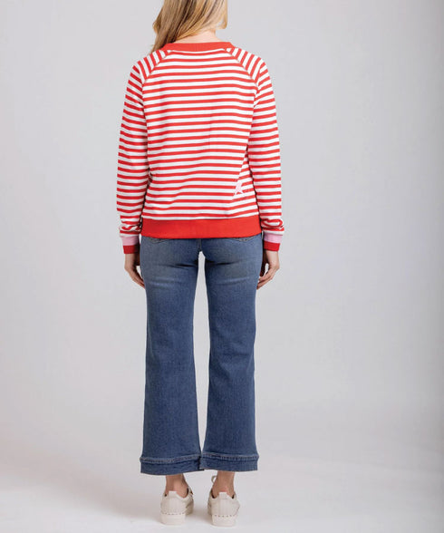 Mi Moso Striped Delight Sweat Shirt - Red