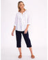 Yarra Trail Ruffle Linen Shirt - White