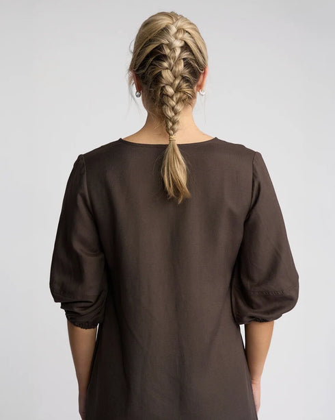 Vassalli Newman V Neck Dress - Chocolate