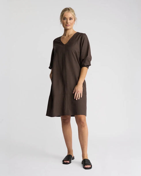 Vassalli Newman V Neck Dress - Chocolate