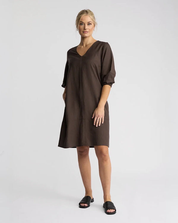 Vassalli Newman V Neck Dress - Chocolate