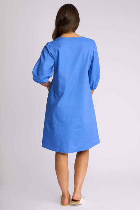 Vassalli Newman V Neck Dress - French Blue
