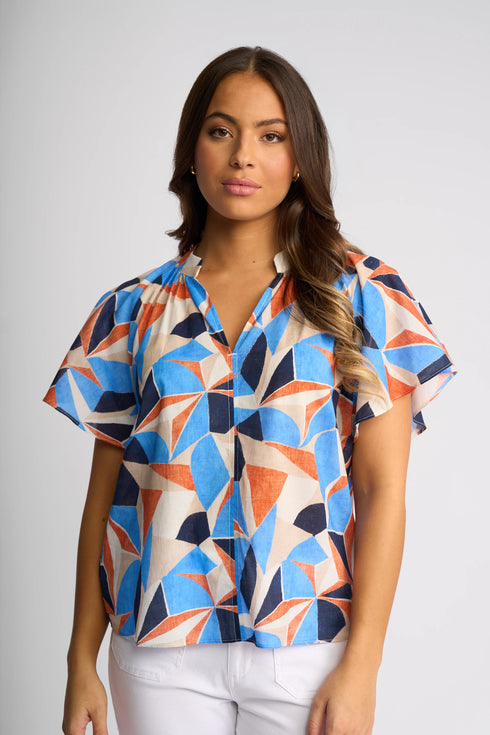 Vassalli Nyla V Neck Top with floaty sleeve - Row