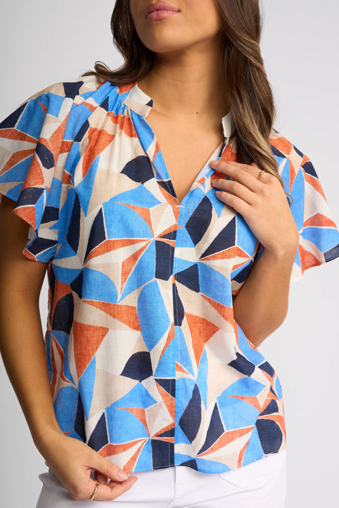 Vassalli Nyla V Neck Top with floaty sleeve - Row