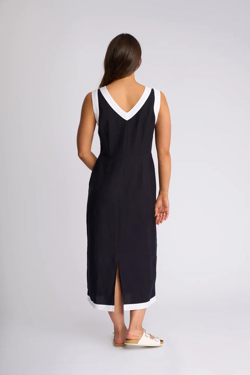 Vassalli Oak  Sleeveless Dress - Ink /White