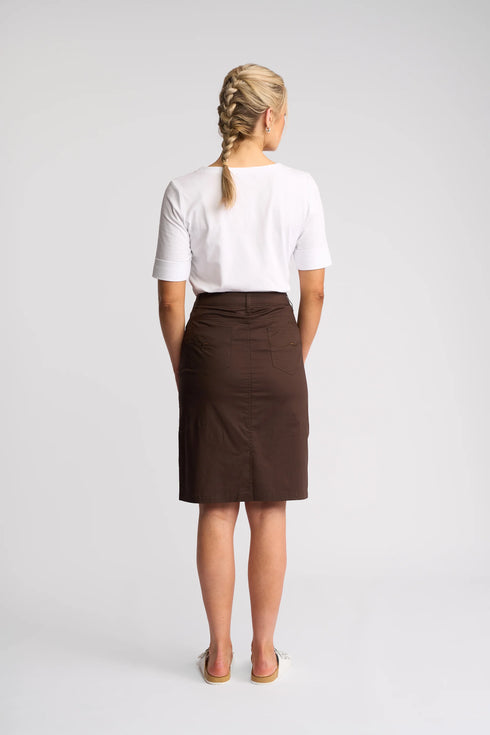 Vassalli Poppy  (372AVP)- Poplin Skirt - Chocolate