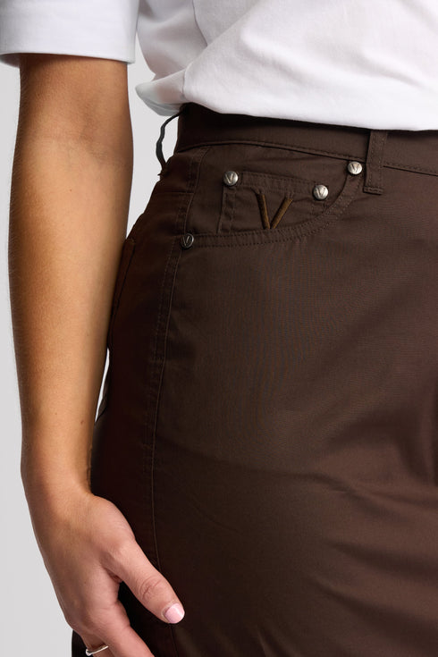 Vassalli Poppy  (372AVP)- Poplin Skirt - Chocolate