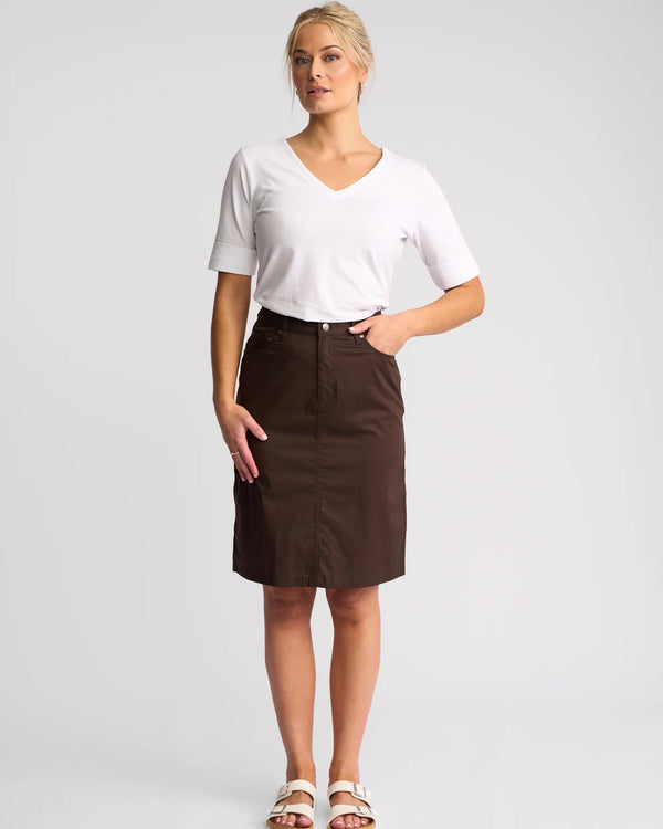 Vassalli Poppy  (372AVP)- Poplin Skirt - Chocolate