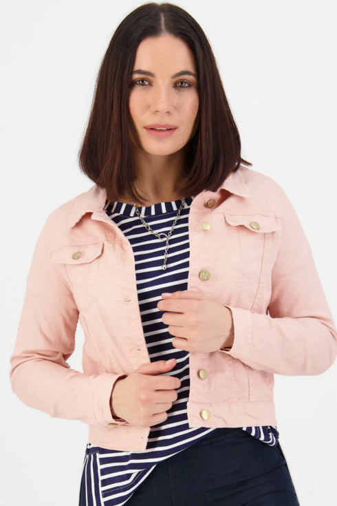 Famous Forever Distressed Denim Jacket In Pink • Impressions Online Boutique