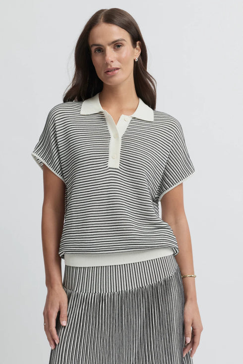 Yarra Trail Loam Knit Top - Black /White