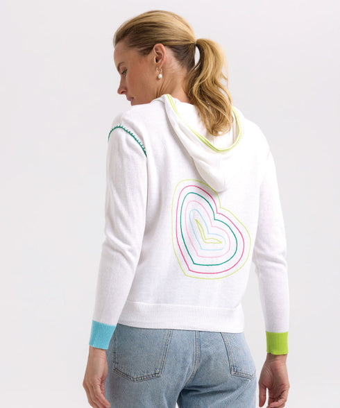 Zaket & Plover Heart Embroidery Hoodie ZP7725 -White