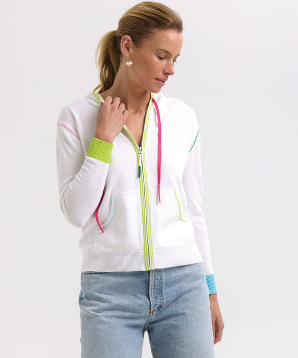 Zaket & Plover Heart Embroidery Hoodie ZP7725 -White