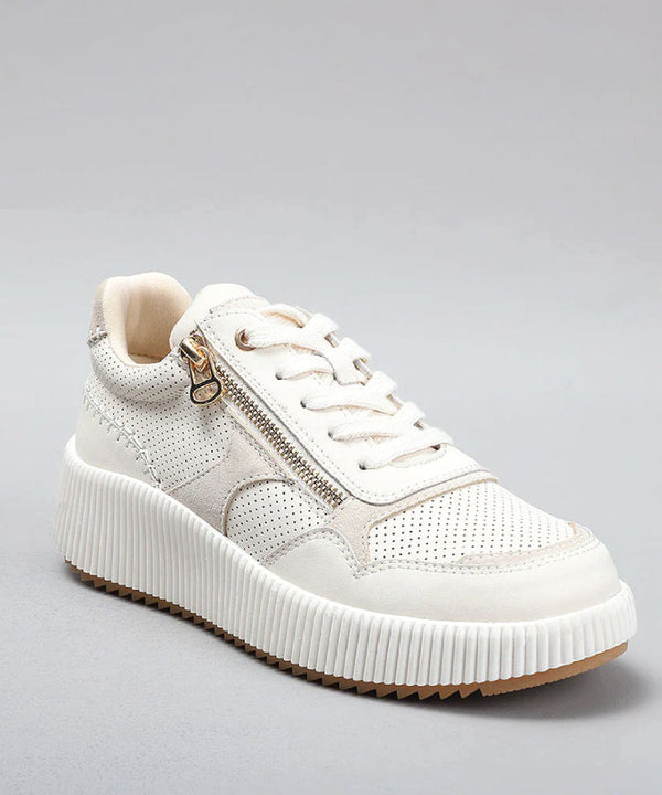 Mintiz Dina Zip and Lace Sneaker - Cream/ Beige