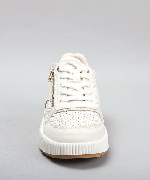 Mintiz Dina Zip and Lace Sneaker - Cream/ Beige