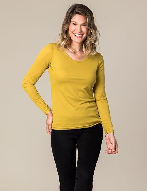 Piper Mesh Layering Tee body Lined Chartreuse