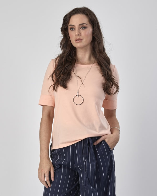 Boat Neck  Tee/Top Apricot